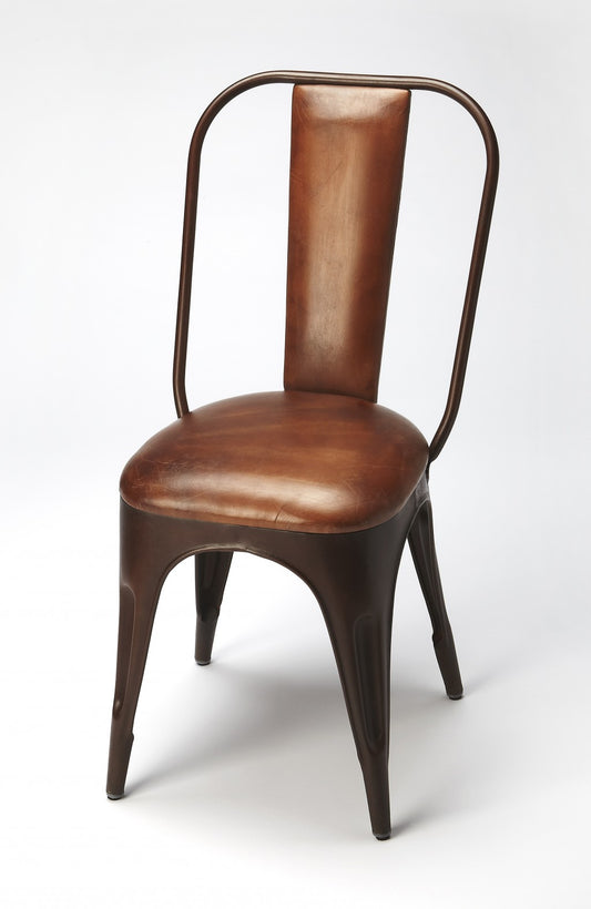 18" Brown Faux Leather Side Chair