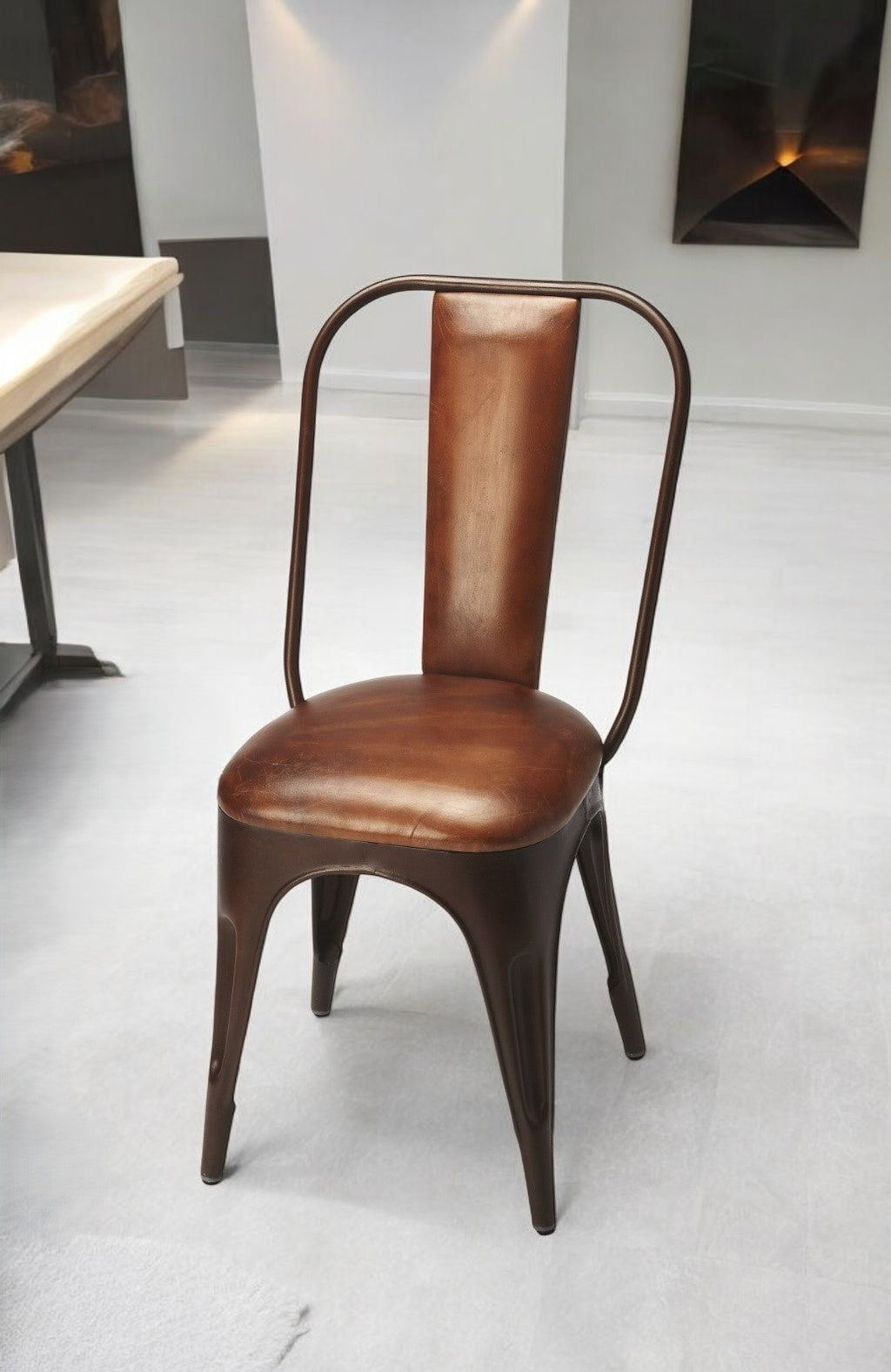 18" Brown Faux Leather Side Chair