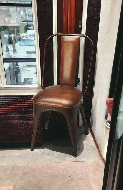 18" Brown Faux Leather Side Chair