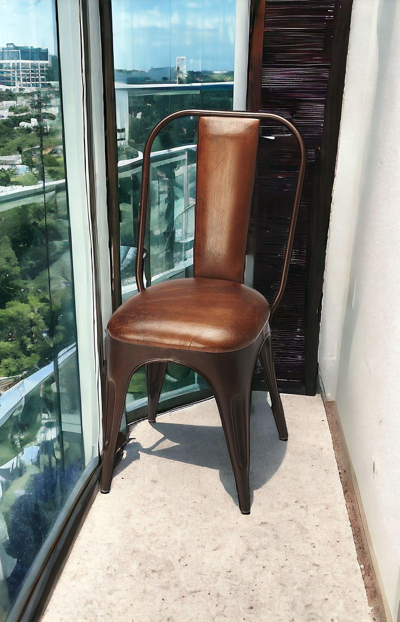 18" Brown Faux Leather Side Chair