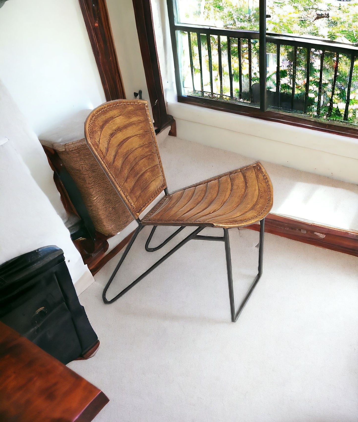 23" Brown Faux Leather Side Chair