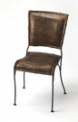 16" Brown Faux Leather Patchwork Side Chair