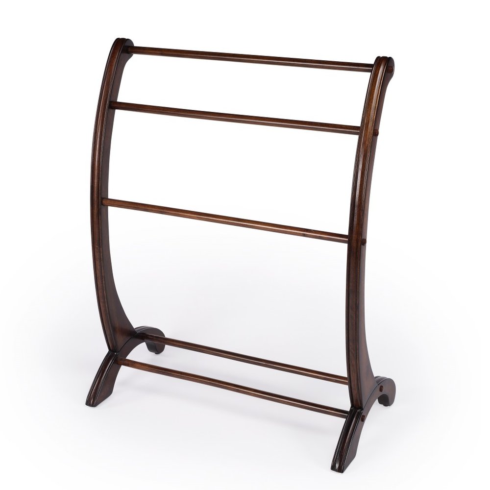 36" Deep Cherry Brown Wood Blanket Stand