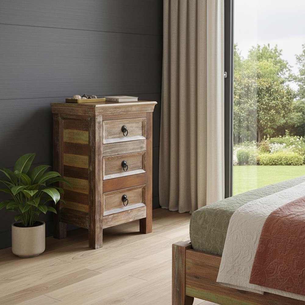 16" Modern Rustic Three Drawer Accent Chest