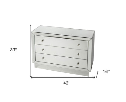 42" Clear Glass Three Drawer Dresser