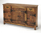 60" Brown Solid Wood Two Drawer Sideboard with Four Doors