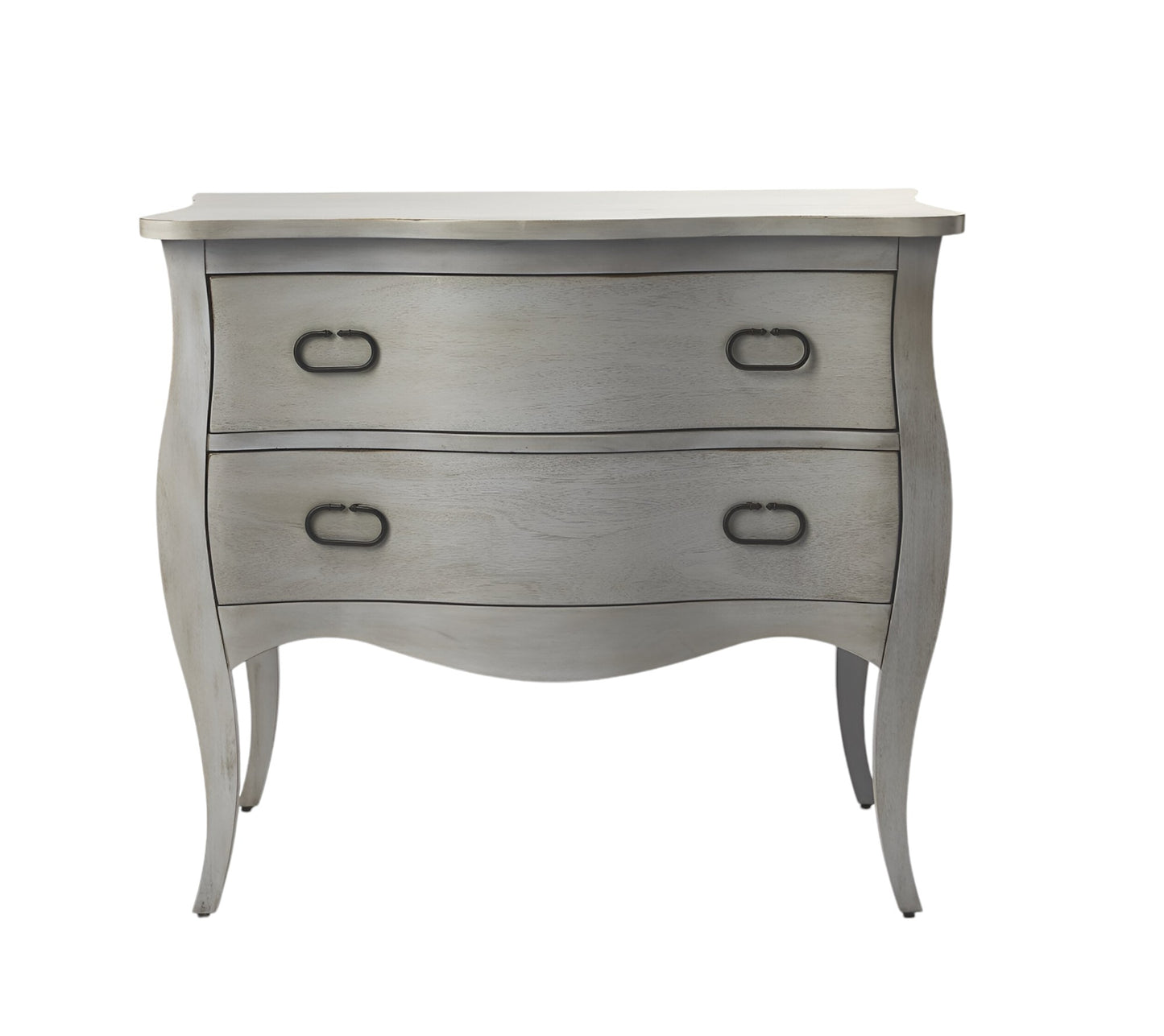 34" Gray Solid Wood Two Drawer Chest