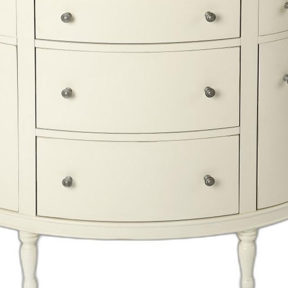 41" White Solid Wood Five Drawer Sideboard with Two Doors