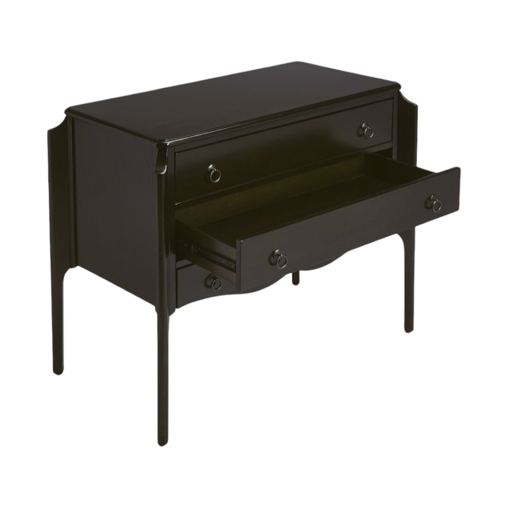 34" Dark Brown Solid Wood Three Drawer Dresser