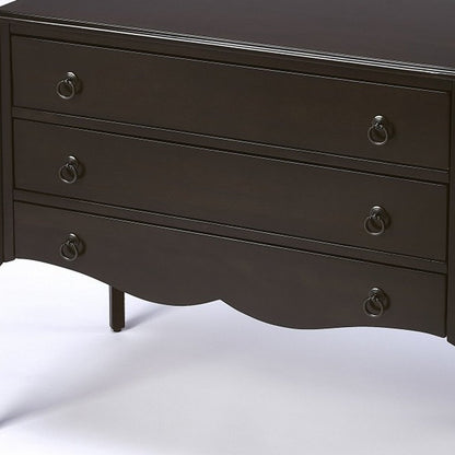 34" Dark Brown Solid Wood Three Drawer Dresser