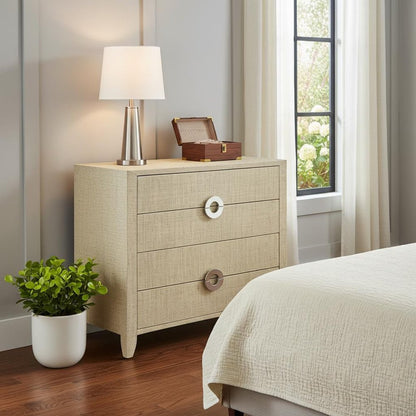 34" Beige Manufactured Wood Four Drawer Chest