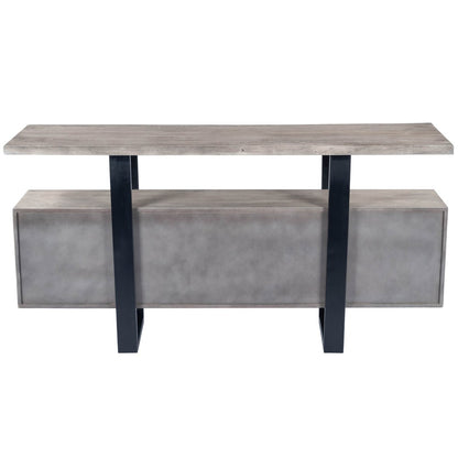 63" Gray Solid Wood Sideboard with Four Doors