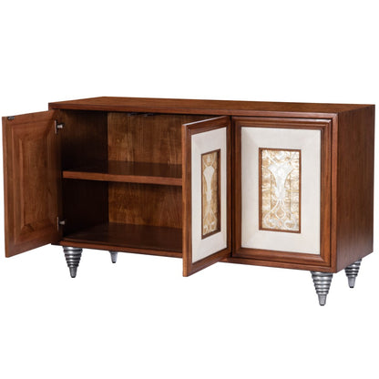 55" Brown Solid Wood Sideboard with Three Doors