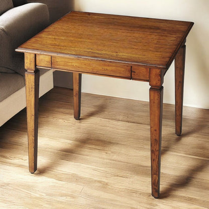 30" Brown and Dark Brown Wood Square Coffee Table With Drawer