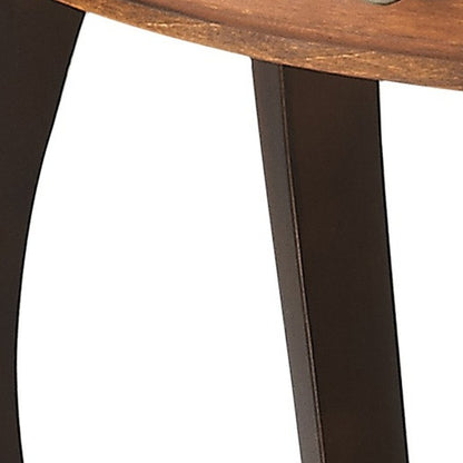 25" Brown Wood Oval Coffee Table With Drawer And Shelf