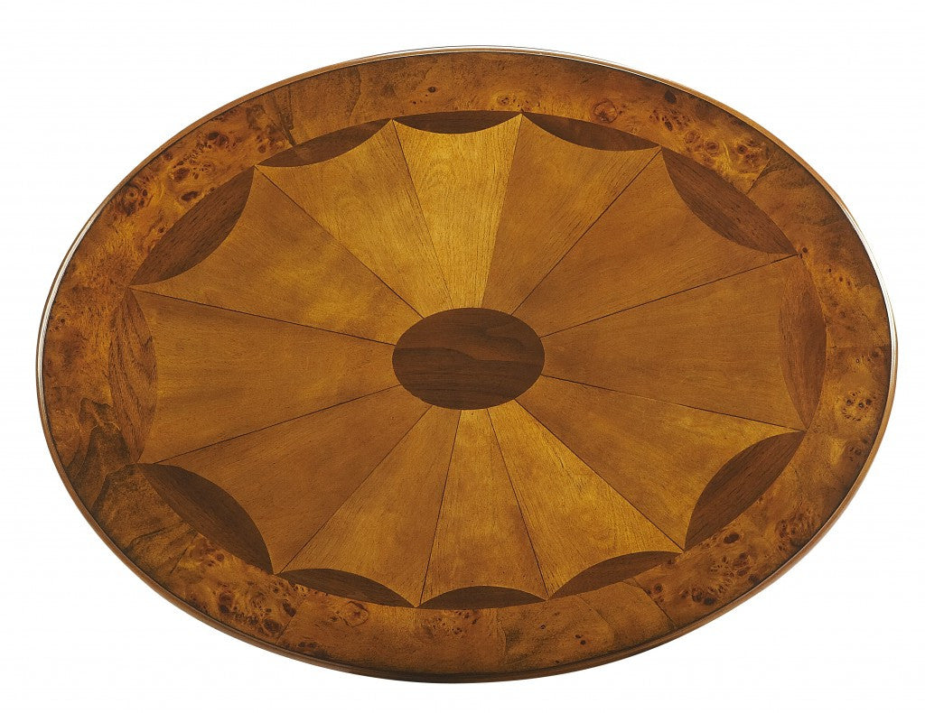 25" Brown Oval Coffee Table With Shelf