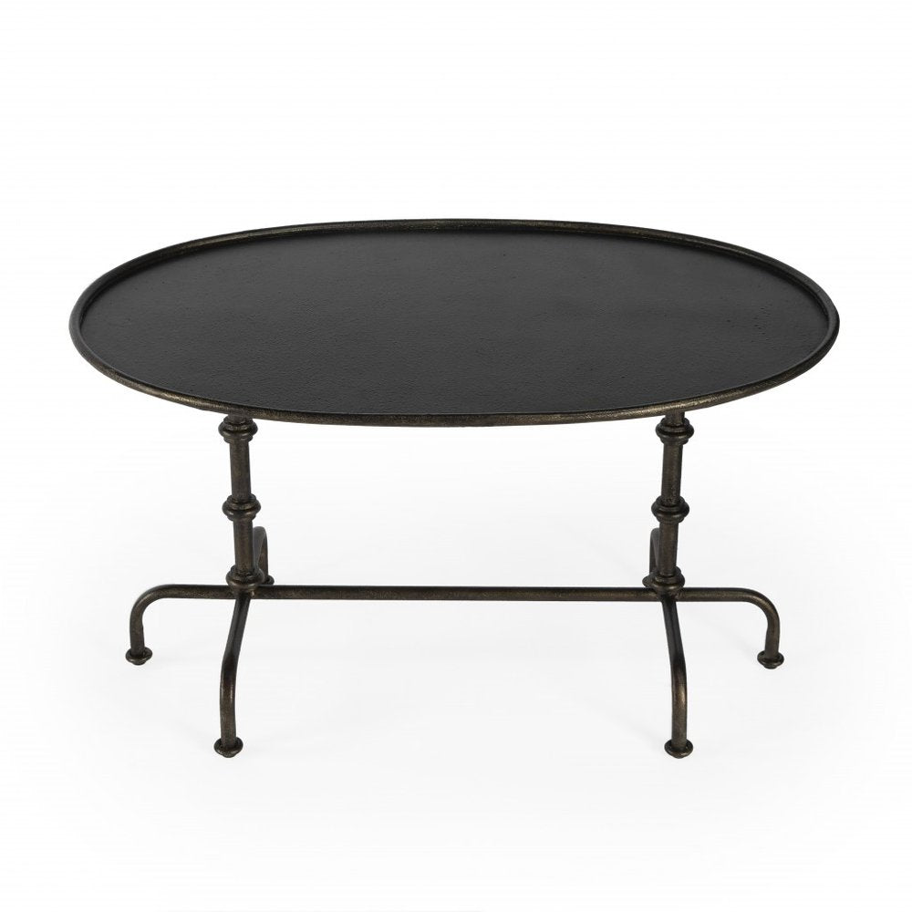 38" Silver Aluminum Oval Coffee Table
