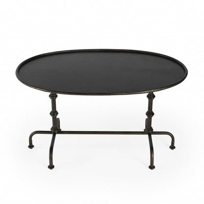 38" Silver Aluminum Oval Coffee Table
