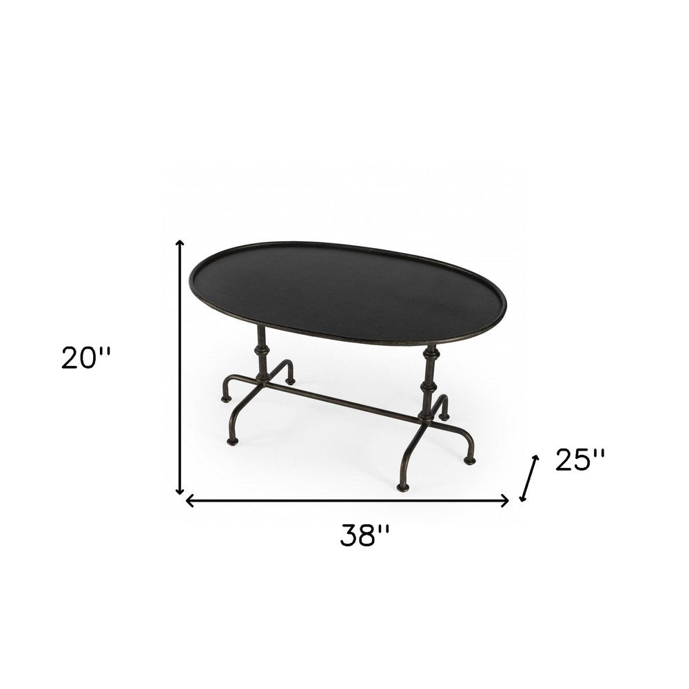 38" Silver Aluminum Oval Coffee Table
