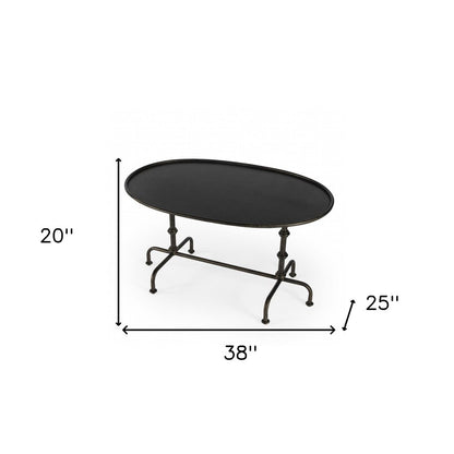 38" Silver Aluminum Oval Coffee Table