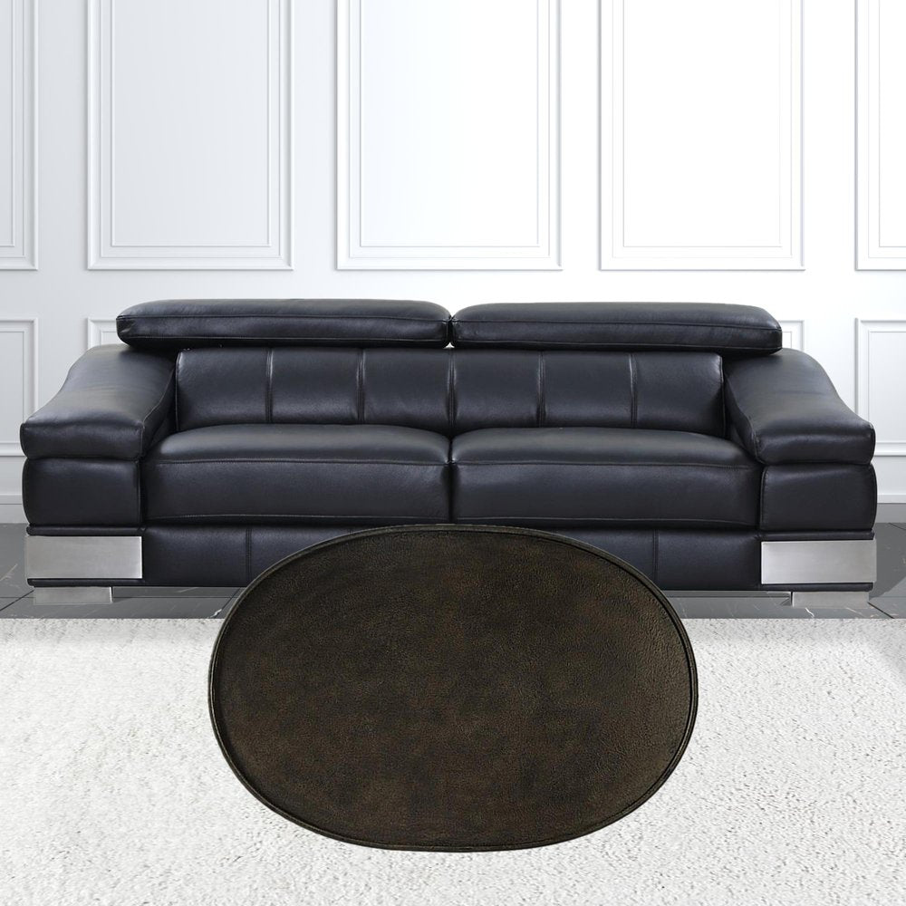 38" Silver Aluminum Oval Coffee Table