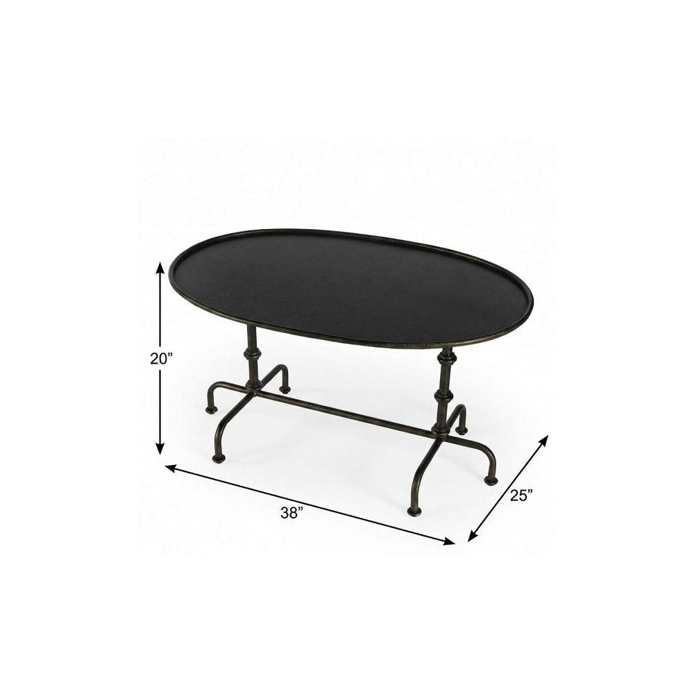 38" Silver Aluminum Oval Coffee Table