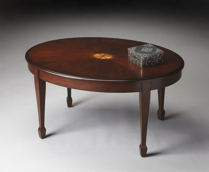 38" Brown and Dark Brown Wood Oval Coffee Table