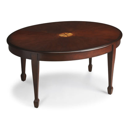 38" Brown and Dark Brown Wood Oval Coffee Table
