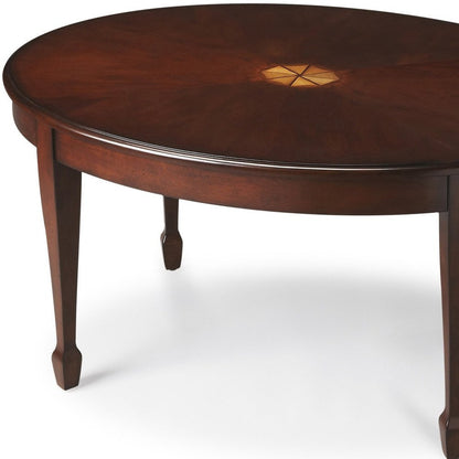 38" Brown and Dark Brown Wood Oval Coffee Table