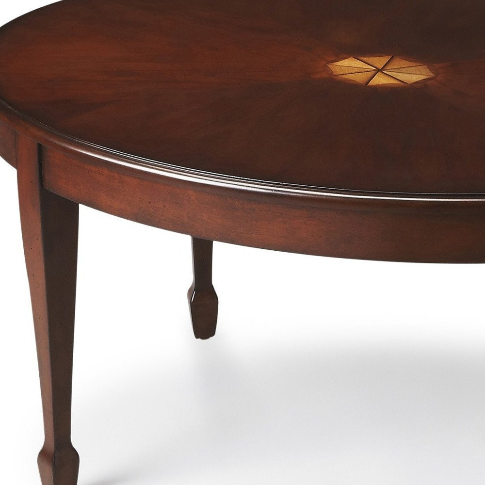 38" Brown and Dark Brown Wood Oval Coffee Table