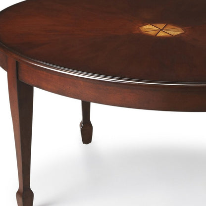 38" Brown and Dark Brown Wood Oval Coffee Table