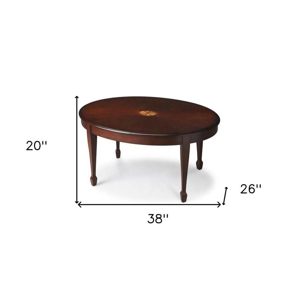 38" Brown and Dark Brown Wood Oval Coffee Table