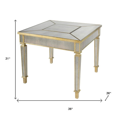 36" Brown and Silver Wood Coffee Table