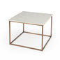 24" White and Copper Genuine Marble and Metal Square Coffee Table