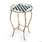 19" White and Gold Glass and Metal Round Coffee Table