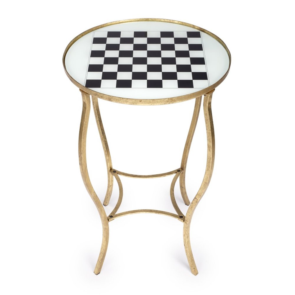 19" White and Gold Glass and Metal Round Coffee Table