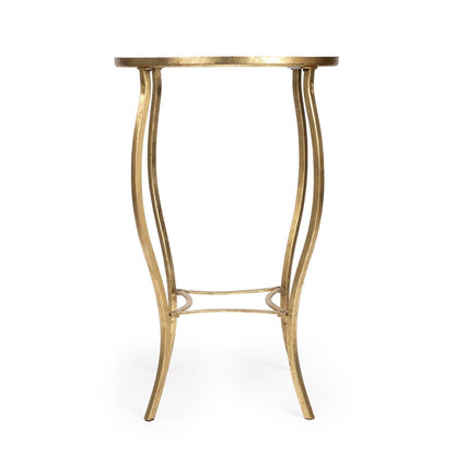 19" White and Gold Glass and Metal Round Coffee Table