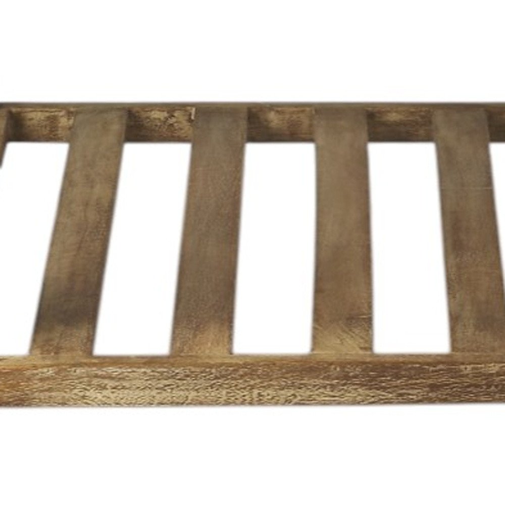 24" Off White and Brown Genuine Marble and Wood Square Coffee Table With Shelf