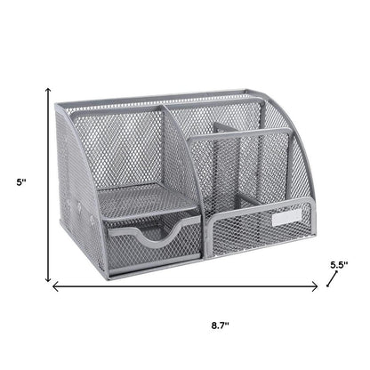 Stylish Silver Gray 6 Compartment Desk Organizer