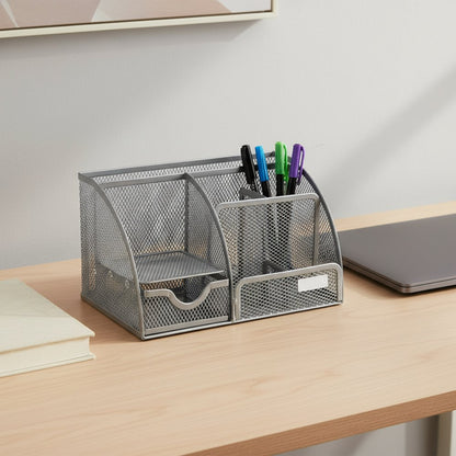 Stylish Silver Gray 6 Compartment Desk Organizer
