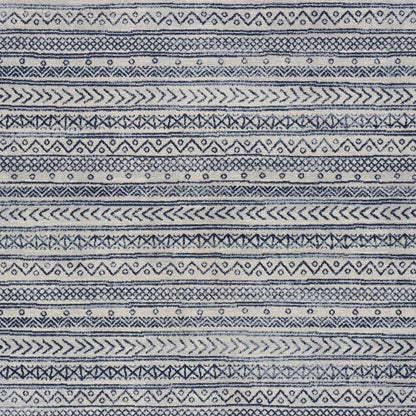 2' X 4' Navy Blue Decorative Stripes Area Rug