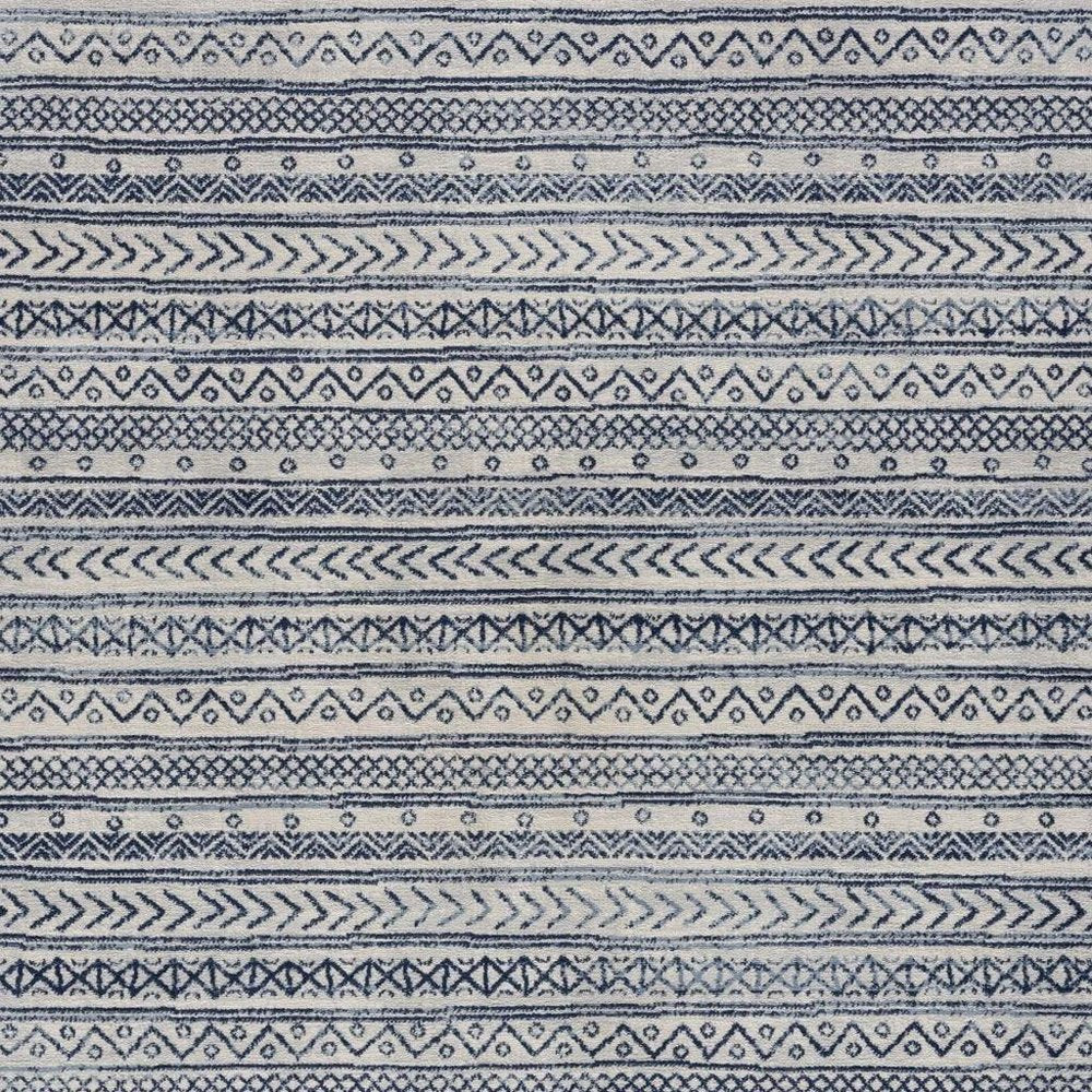 5' X 8' Navy Blue Decorative Stripes Area Rug