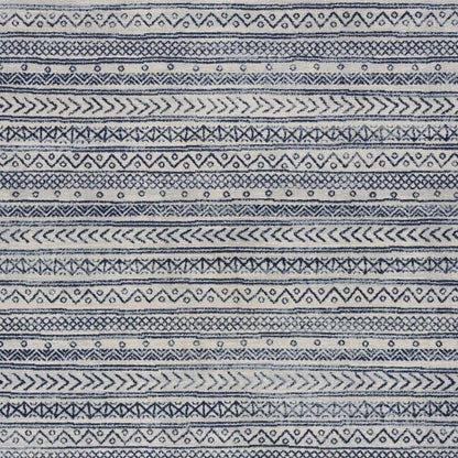 5' X 8' Navy Blue Decorative Stripes Area Rug