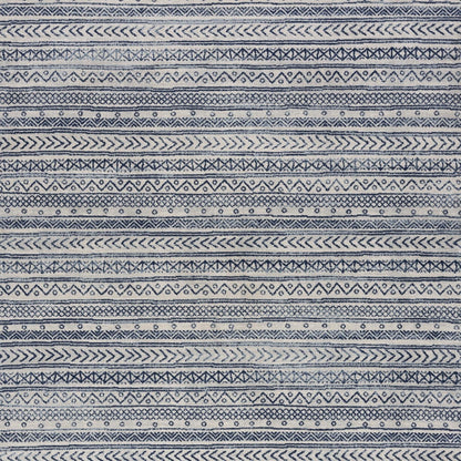 2' X 4' Navy Blue Decorative Stripes Area Rug