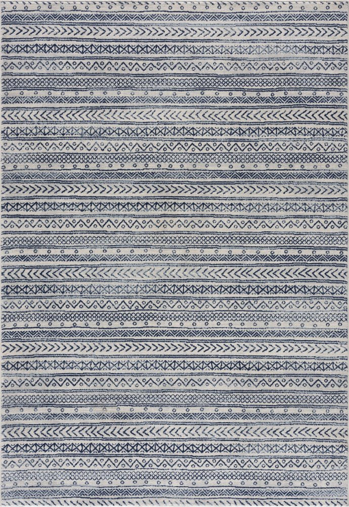 2' X 4' Navy Blue Decorative Stripes Area Rug