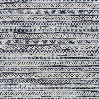 2' X 4' Navy Blue Decorative Stripes Area Rug