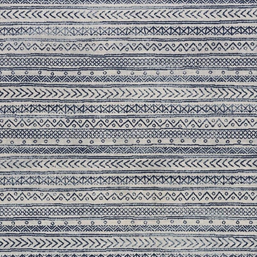 2' X 4' Navy Blue Decorative Stripes Area Rug