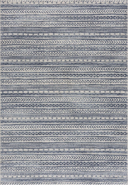 4' X 6' Navy Blue Decorative Stripes Area Rug