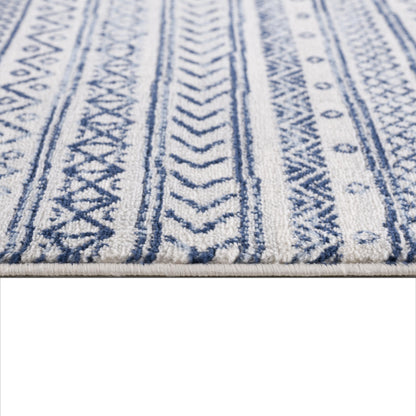 2' X 4' Navy Blue Decorative Stripes Area Rug