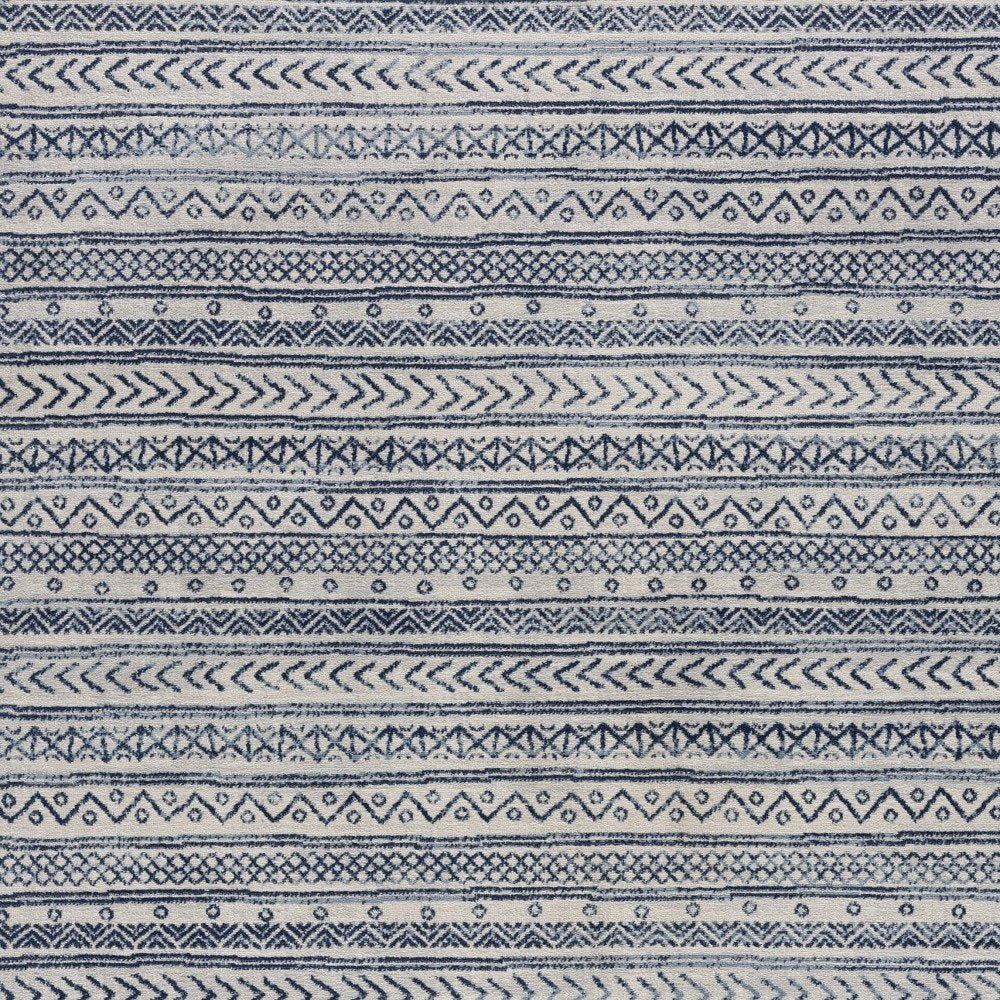 5' X 8' Navy Blue Decorative Stripes Area Rug